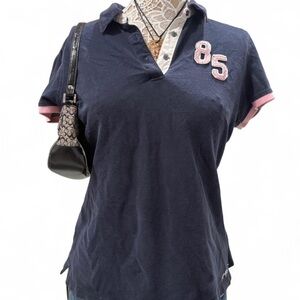 Tommy Hilfiger Navy and Pink Short Sleeve Polo